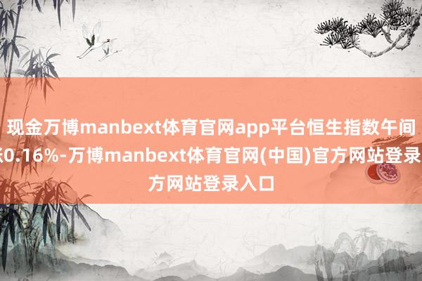 现金万博manbext体育官网app平台恒生指数午间收涨0.16%-万博manbext体育官网(中国)官方网站登录入口