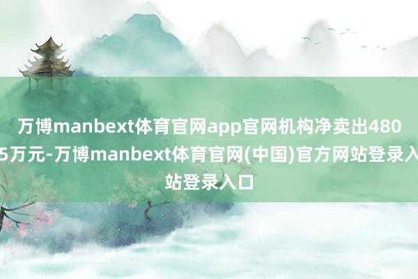 万博manbext体育官网app官网机构净卖出480.45万元-万博manbext体育官网(中国)官方网站登录入口