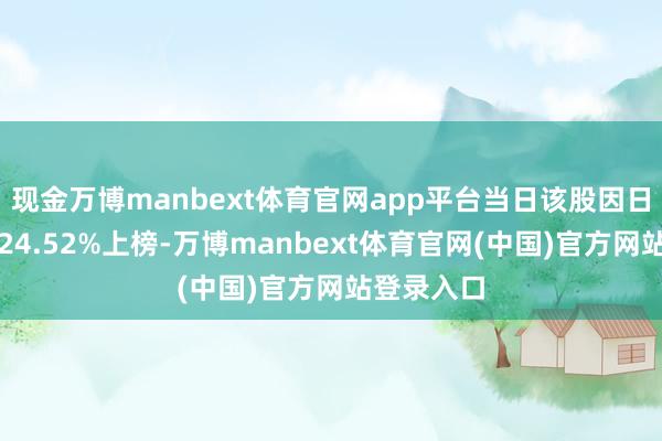 现金万博manbext体育官网app平台当日该股因日换手率达24.52%上榜-万博manbext体育官网(中国)官方网站登录入口